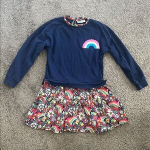 Mini Boden Navy Dress with Colorful Floral Accents